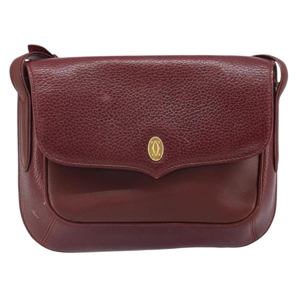 Cartier Leather Must Line Shoulder Bag Bordeaux Gold